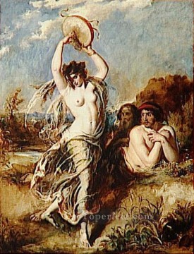 Desnudo Painting - Bacante tocando la pandereta William Etty desnudo
